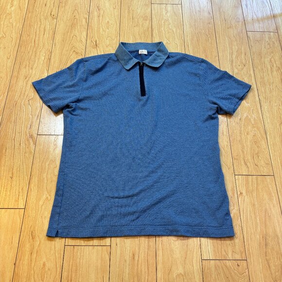 Luciano Barbera Other - Luciano Barbera Cotton 1/4 Zip Collared Polo Shirt Blue Italy Men's Size Large